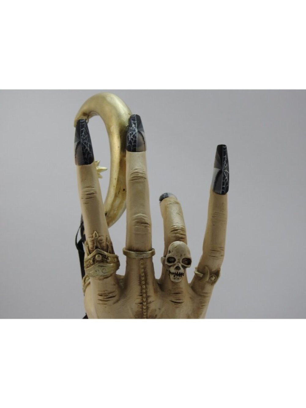 New Eerie Charm Witch Hand Crescent Moon Halloween Decor 10" Gothic Figure - Picture 7 of 9